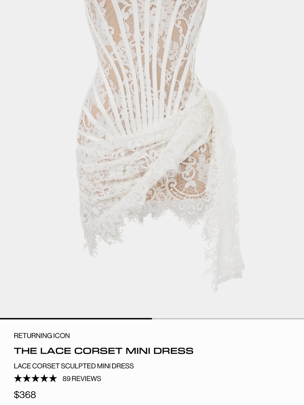 Lace Corset Mini Dress in White